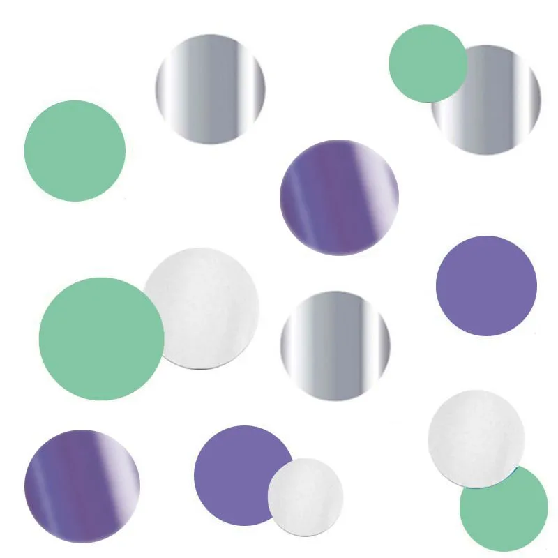 Конфетти Круги Микс лавандовые фольгированные, бумажные 2,5 см / 30 г /