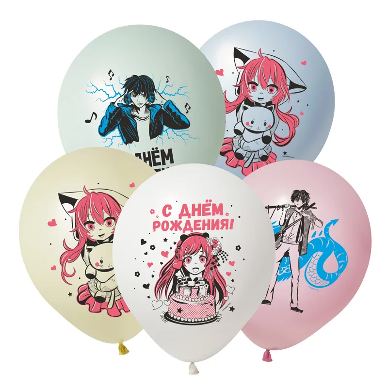 К 12"/30см СДР Герои Аниме, Ассорти Пастель 2 ст, 50 шт.(Китай)