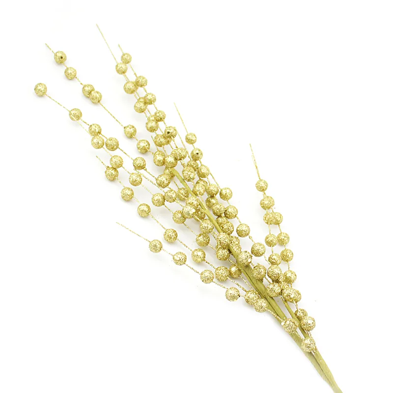 Ветка с ягодами искусственная Золотая 70 см.