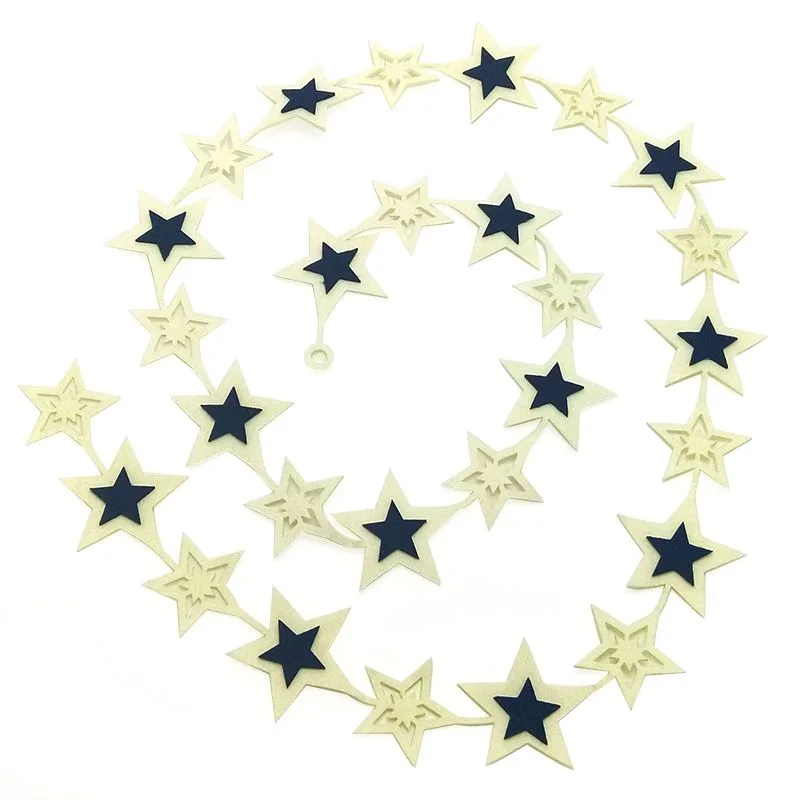 Гирлянда из фетра "Звезды" Синий на молочном 2 м.