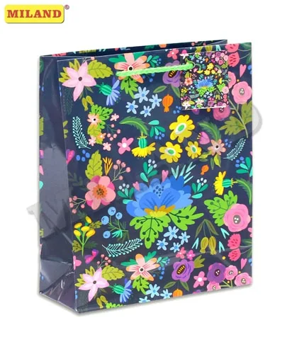 ОПТИМА Пакет подарочный ламинированный Сказочные цветы(М) 12 х 15 х 9