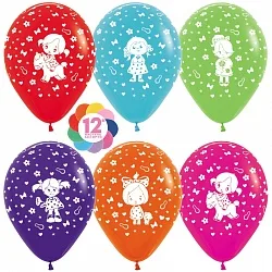 S 12"/30см "Девочка", Ассорти, Пастель, 5 ст., 50 шт.(Колумбия)