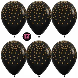 S 12"/30см Золотое конфетти, Черный, Металл, 5 ст., 50 шт. (Колумбия)