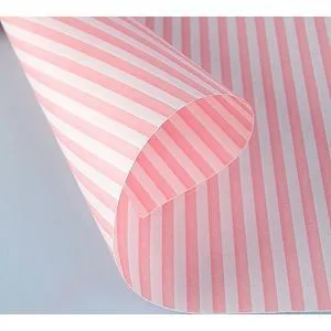 Крафт-бумага белёная "Двухсторонняя. Розовые полосы"  рулон 50 см*10м, 70 гр/м.кв