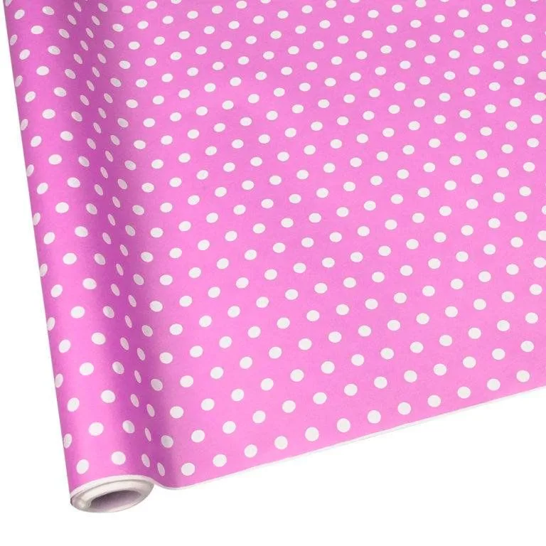 Крафт-бумага упаковочная "Горох"  рисунок белый на сиреневом/ рулон 70 см*10м, 42 гр/м.кв