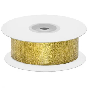 Лента декоративная (2,5 см*22,85 м) Мерцающий блеск, Золото, Металлик, 1 шт.