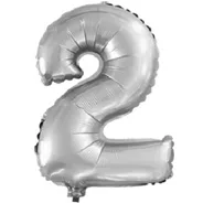 F 16"/41 см  Цифры "2" Серебро / 1 шт. / Китай
