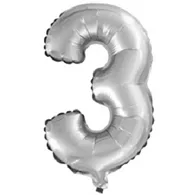 F 16"/41 см  Цифры "3" Серебро / 1 шт. / Китай