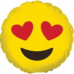 F 18"/46см Круг, Смайл, Эмоции (влюбленный),Желтый, 1 шт. (Китай)