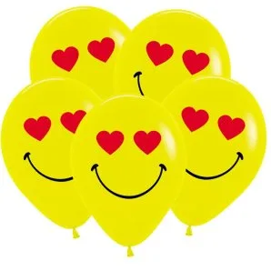 S 12"/30см Смайл влюбленный, желтый, Пастель/50 шт./ (Колумбия)