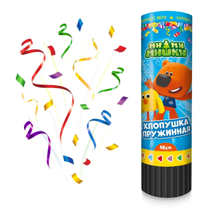 Пневмохлопушка 16см. пружинная "Ми-Ми-Мишки" блеск / 1 шт./(Китай)