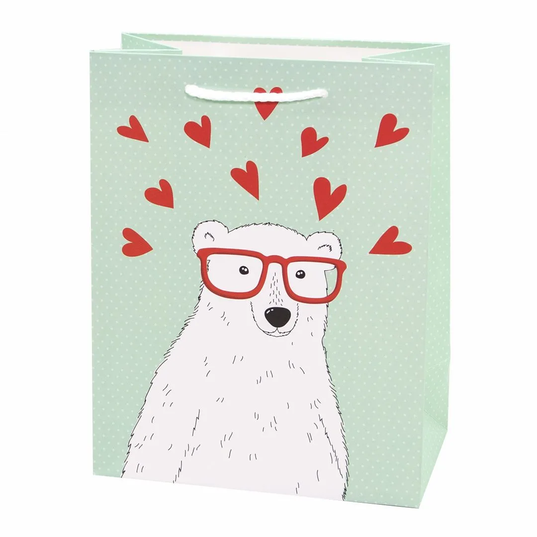 Пакет подарочный, Влюбленный мишка, Мятный, 23*18*10 см, 1 шт.