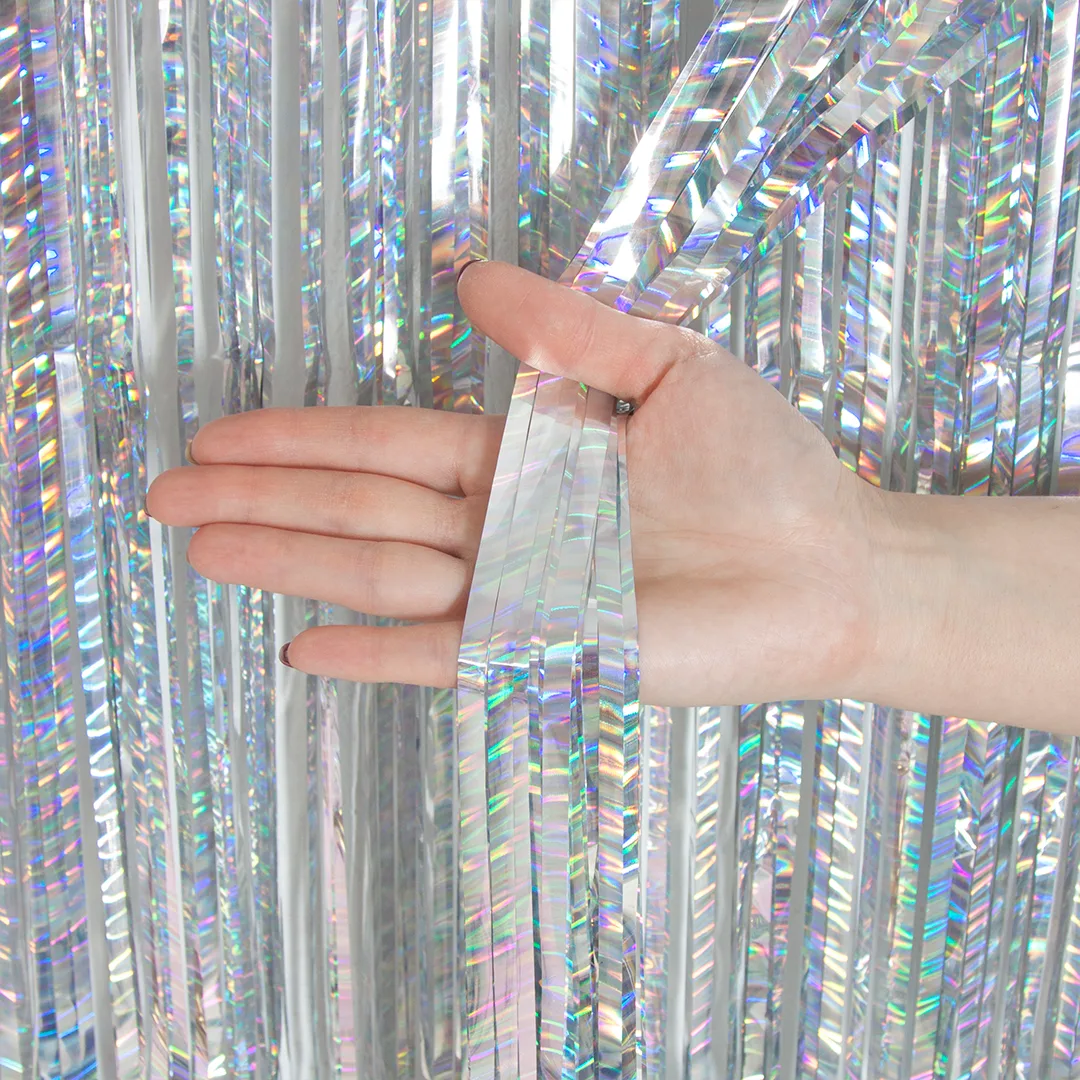 Занавес Дождик Волны, Серебро, Голография, 100*200 см, 1 шт.