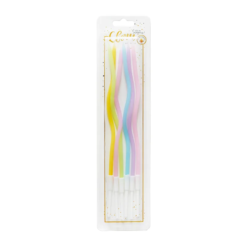 Свечи тортово-коктейльные Спираль Макаронс 14 см 6 шт.