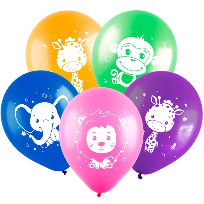 К 12"/30см Веселые зверята, Ассорти, Пастель, 2 ст. / 100 шт./ (Китай)