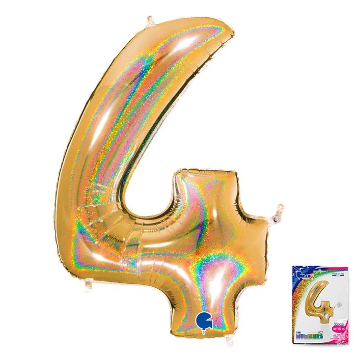 G 40"/102см Цифра "4" Золото голография в упаковке/1 шт./