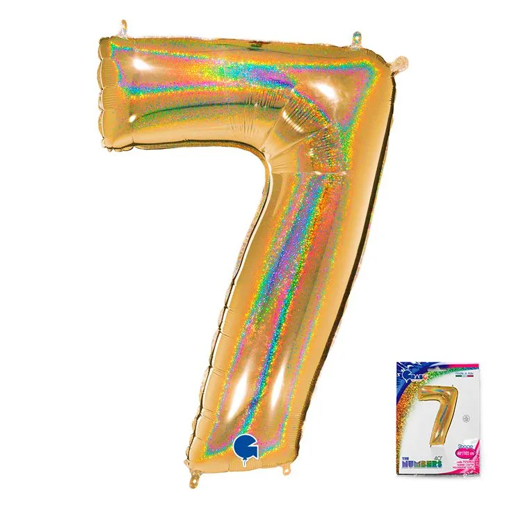 G 40"/102см Цифра "7" Золото голография в упаковке/1 шт./