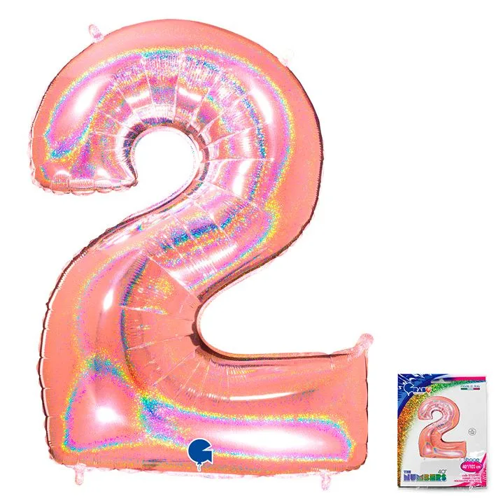 G 40"/102см Цифра "2" Розовое Золото голография в упаковке/1 шт./