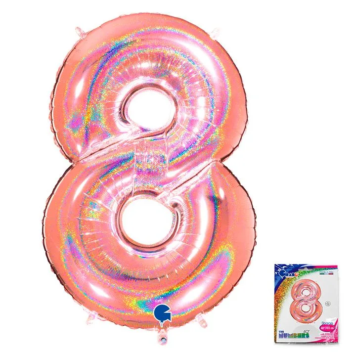 G 40"/102см Цифра "8" Розовое Золото голография в упаковке/1 шт./