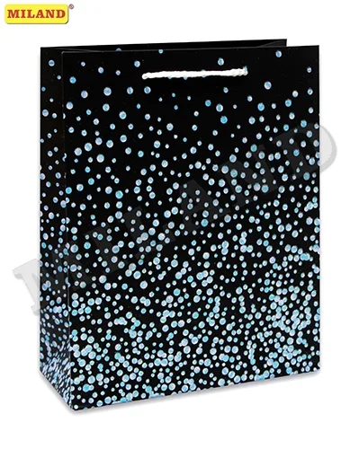 Dream cards Пакет подарочный с мат. лам. и глиттером 18х23х10 см (M) Синие капли