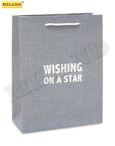 Dream cards Пакет подарочный с матовой ламинацией 18х23х10 см (M) Загадай желание (серый)