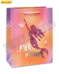 Dream cards Пакет подарочный с мат. лам. и глиттером 18х23х10 см (M) Милая русалочка