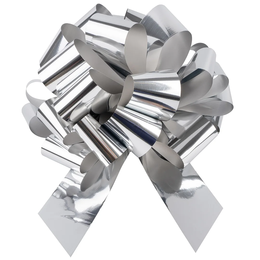 Бант Шар, Серебро, Металлик, 36 см, 1 шт. в упак.