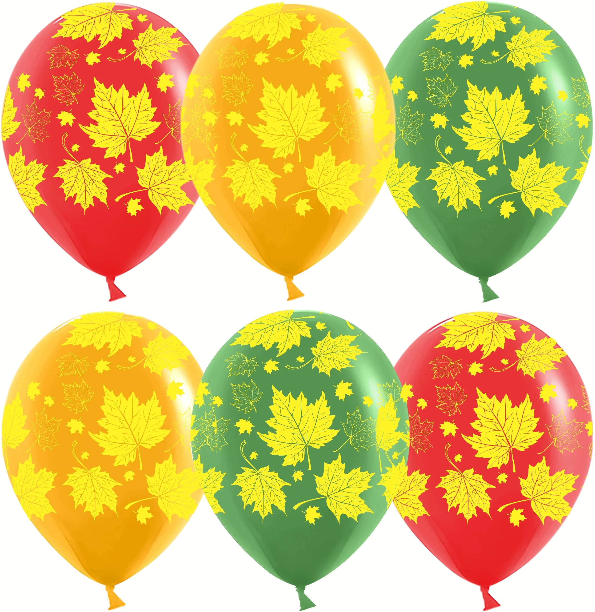 К 12"/30см Яркие листья, Ассорти, пастель, 5 ст, 25 шт.(Китай)