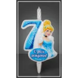 Свеча тортовая "Принцесса Золушка" Цифра 7 / 1 шт.