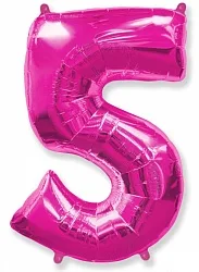 И 40"/102см Цифра "5", Фуксия, / 1 шт (Испания)