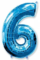 И 40"/102см Цифра "6", Синий, / 1 шт (Испания)