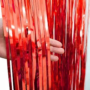 Занавес "Дождик" Красный 2,4 м*0,91 м / 1 шт. /