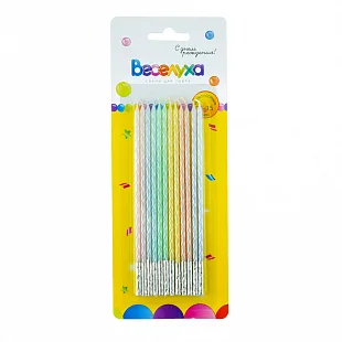 Свечи тортово-коктейльные Макаронс (Ассорти) 15см./ 12 шт.