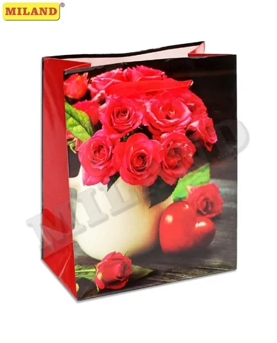 ОПТИМА Пакет подарочный  Розы и сердечко (S) 12 х 15 х 9