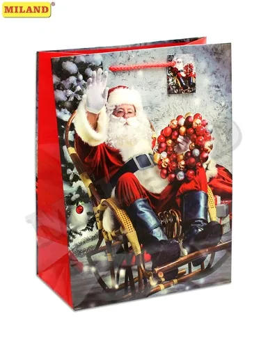 Пакет подарочный  Санта Клаус (L)  26 х 33 х 14