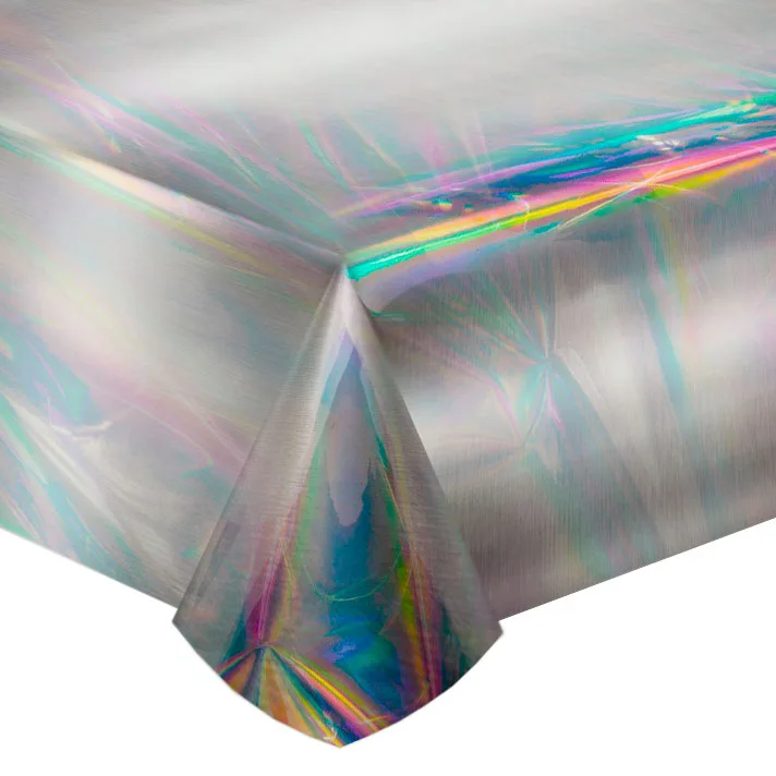 Скатерть лазерная фольгированная "Делюкс" Серебро 2,74*1,37 м