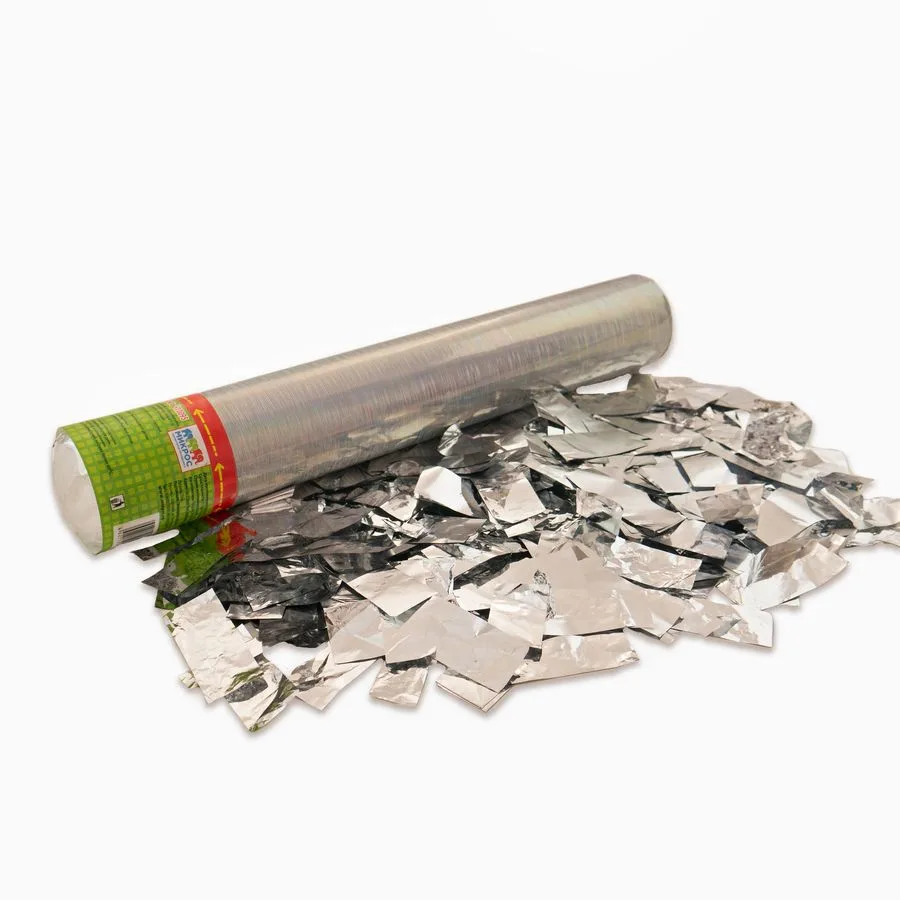 Пневмохлопушка 30 см конфетти серебряное фольга