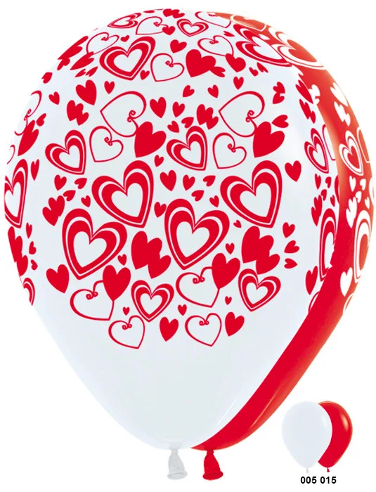 S 12 Кокетливые сердечки (Белый, Красный) Пастель /50 шт./(Колумбия)