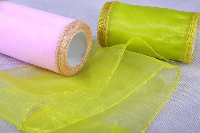 Лента декоративная П органза с блестящим краем 12/10 розовый