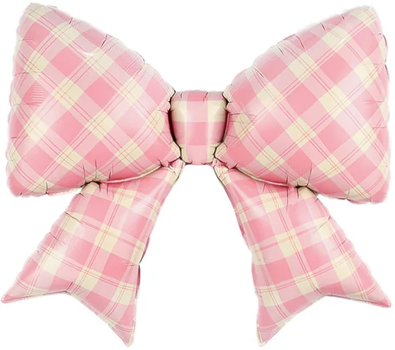 F 38"/97см Бант, Клетка Виши, Розовый, Сатин, 1 шт. в уп.(Китай)