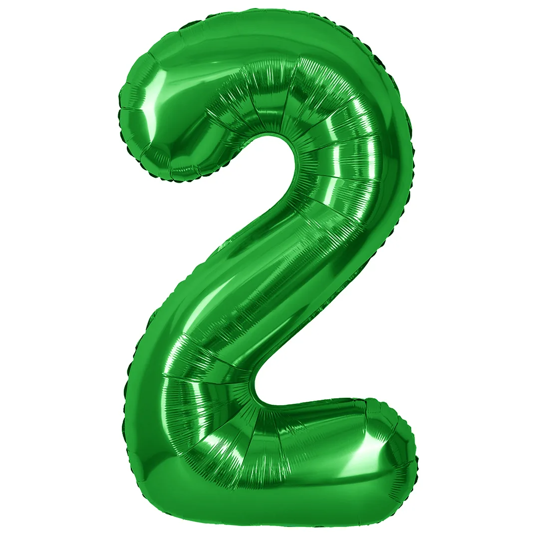 СБ 40''/102 см Цифра, 2, Зеленый, Металлик, 1 шт. в уп.(Китай)