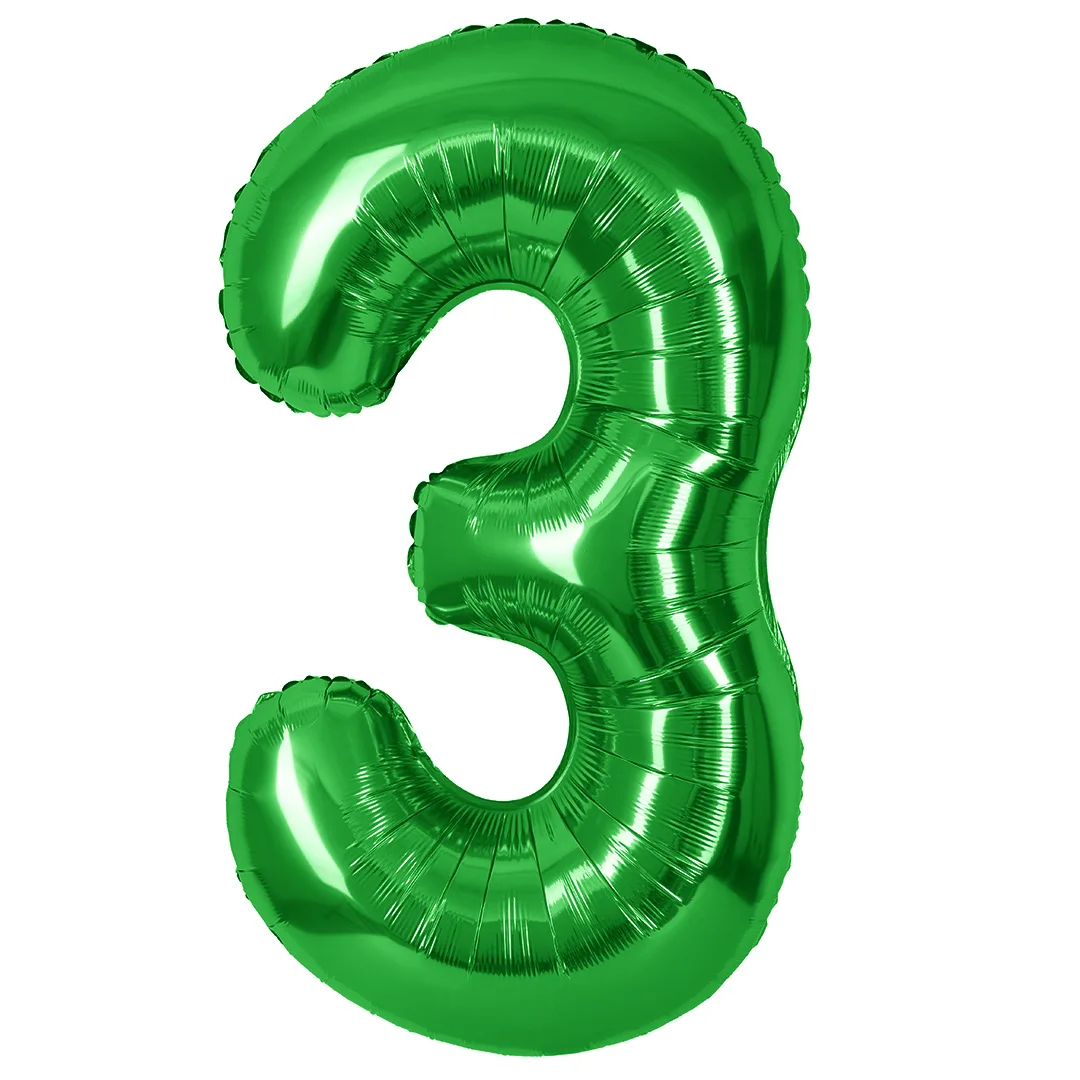 СБ 40''/102 см Цифра, 3, Зеленый, Металлик, 1 шт. в уп.(Китай)