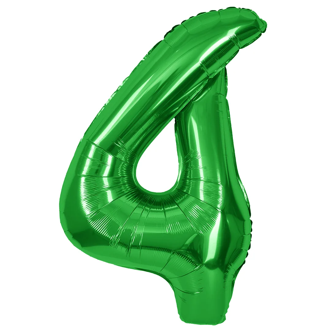 СБ 40''/102 см Цифра, 4, Зеленый, Металлик, 1 шт. в уп.(Китай)
