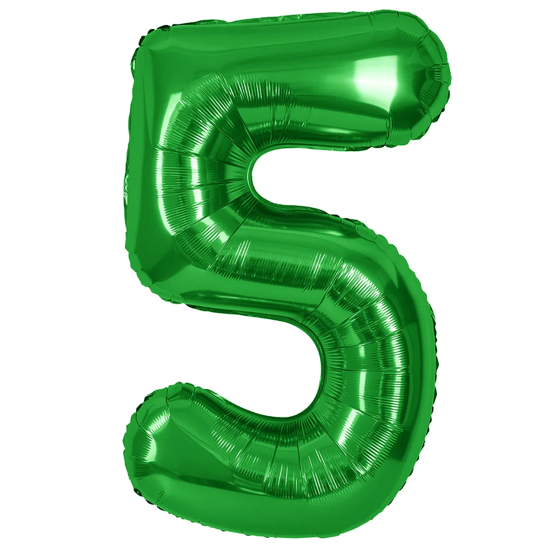 СБ 40''/102 см Цифра, 5, Зеленый, Металлик, 1 шт. в уп.(Китай)
