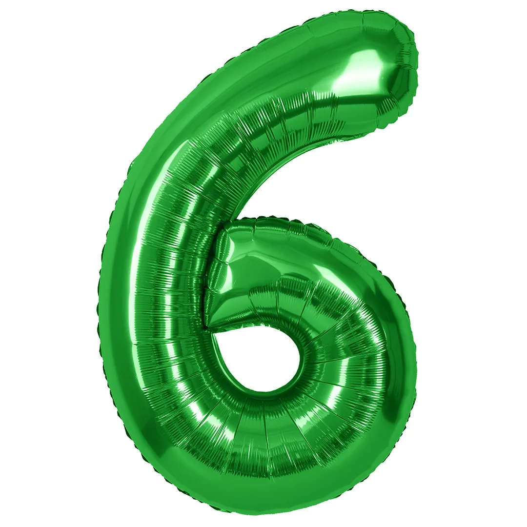 СБ 40''/102 см Цифра, 6, Зеленый, Металлик, 1 шт. в уп.(Китай)