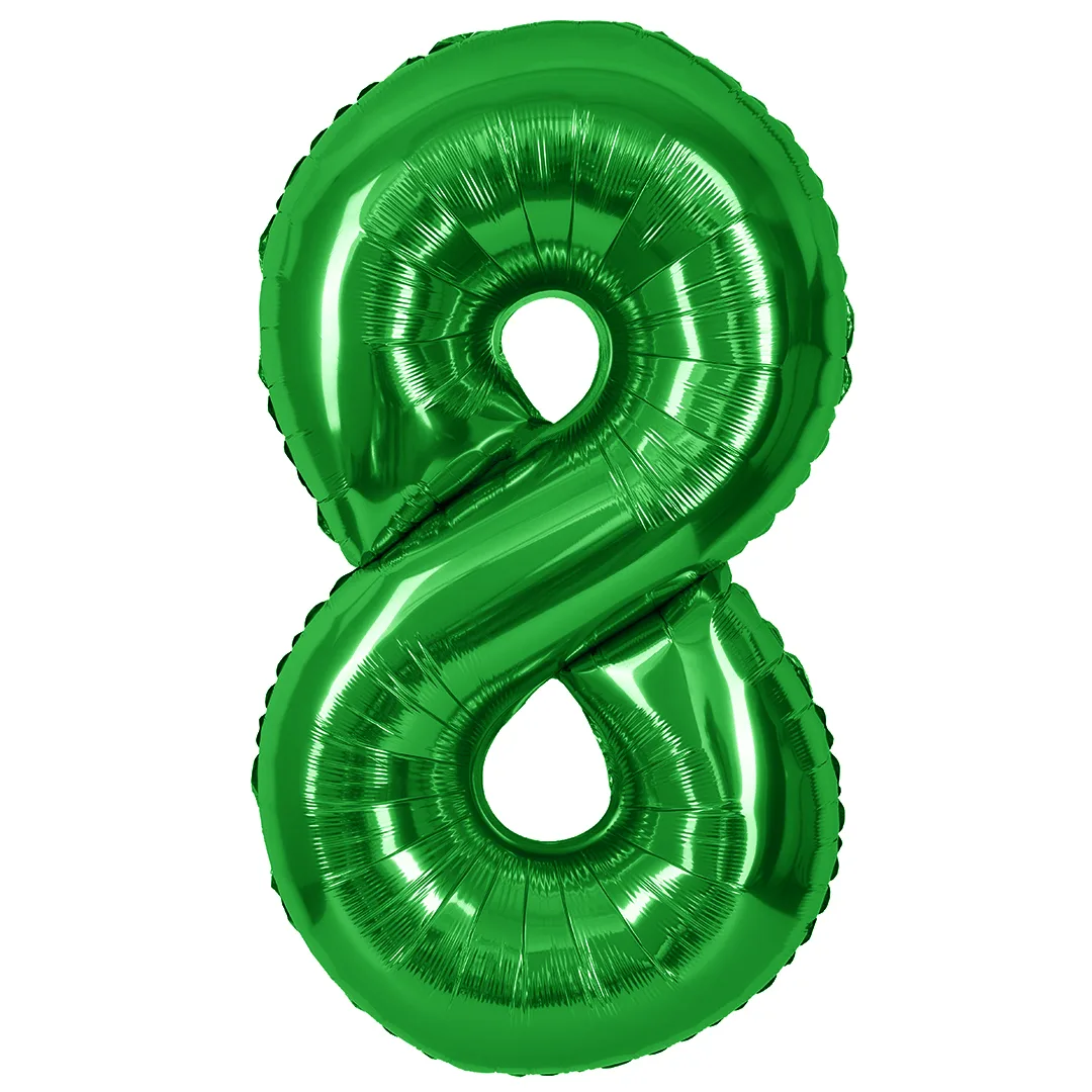 СБ 40''/102 см Цифра, 8, Зеленый, Металлик, 1 шт. в уп.(Китай)