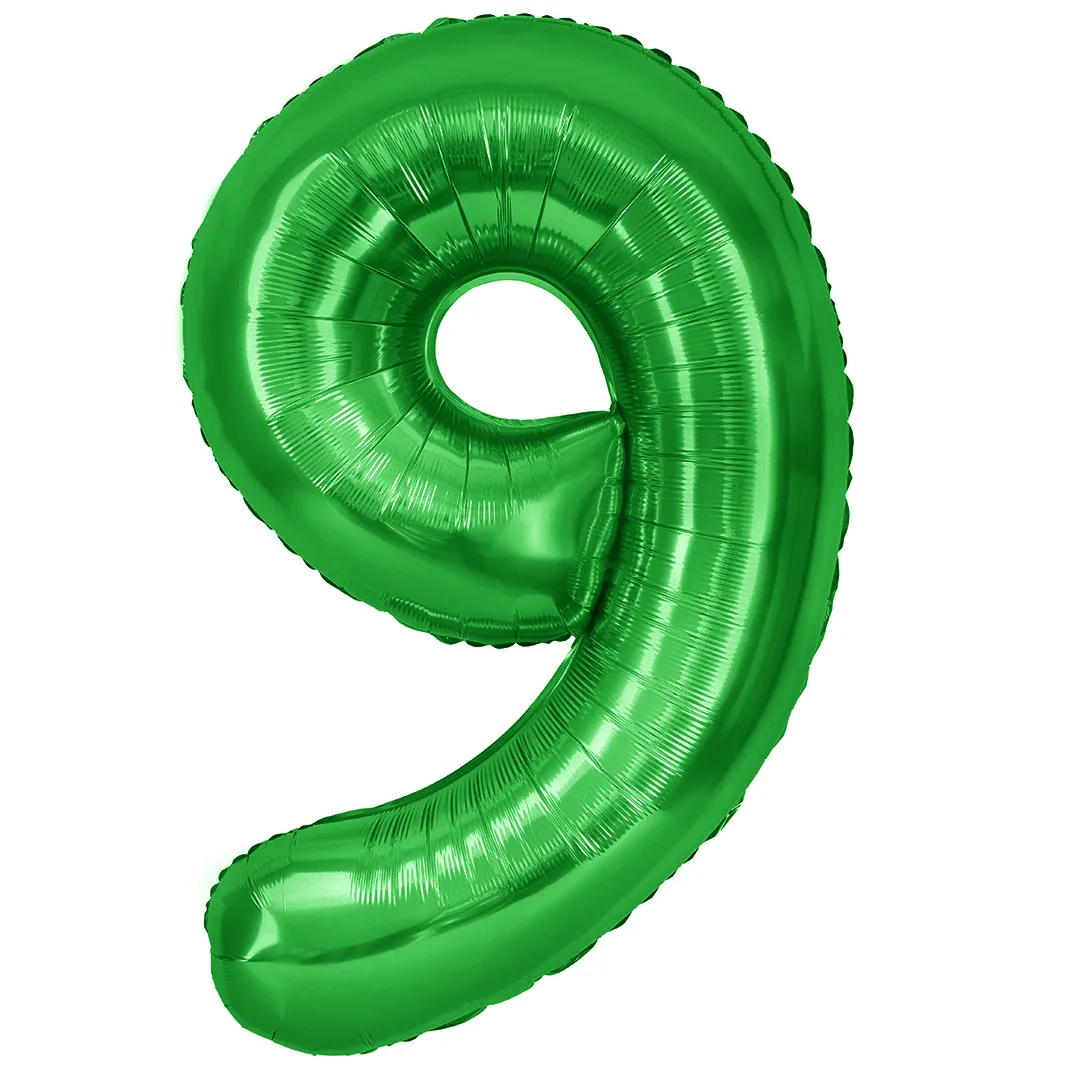 СБ 40''/102 см Цифра, 9, Зеленый, Металлик, 1 шт. в уп.(Китай)