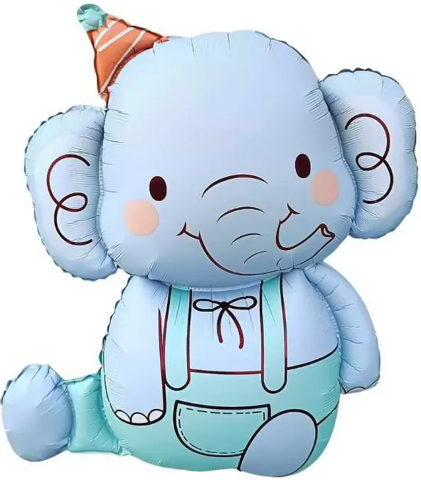 F 35"/89см Слоник в колпачке, Голубой, 1 шт. в уп.(Китай)