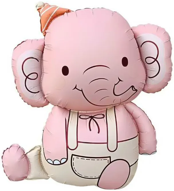 F 35"/89см Слоник в колпачке, Розовый, 1 шт. в уп.(Китай)