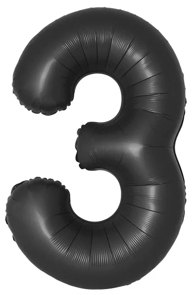 И 40"/102см Цифра, 3, Slim, Черный, Сатин, 1 шт. в уп.(Испания)